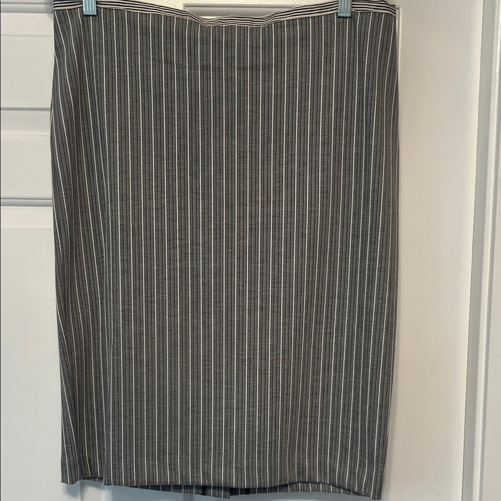 Ann Taylor Black & Cream Stripe Pencil Skirt - 14